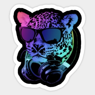 Cool DJ Leopard Sticker